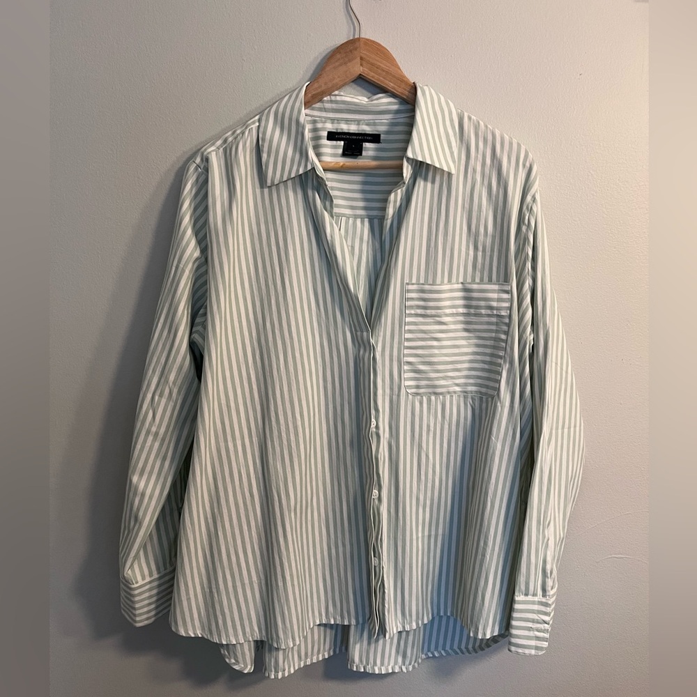 French Connection Striped Green Womens Shirt